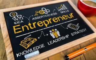 A chalkboard with the word entrepreneur on it, offering proposal support for individuals in the Federal Government seeking GSA assistance.