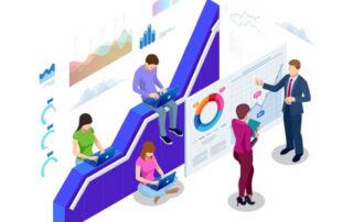 A group of people sitting at a table and looking at graphs while providing Proposal Support for the Federal Government in collaboration with GSA.